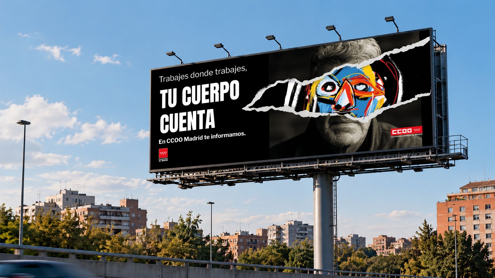 Tu cuerpo cuenta campaign adapted to a large-format billboard.